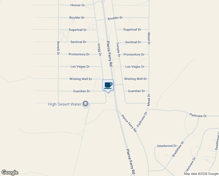 map of restaurants, bars, coffee shops, grocery stores, and more near 28585 Pierce Ferry Road in Meadview