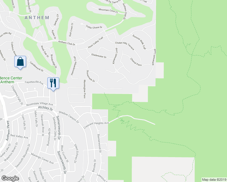 map of restaurants, bars, coffee shops, grocery stores, and more near 55 Stonemark Drive in Henderson