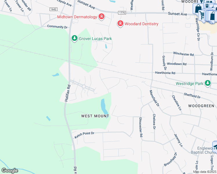map of restaurants, bars, coffee shops, grocery stores, and more near 4220 Fairhaven Drive in Rocky Mount