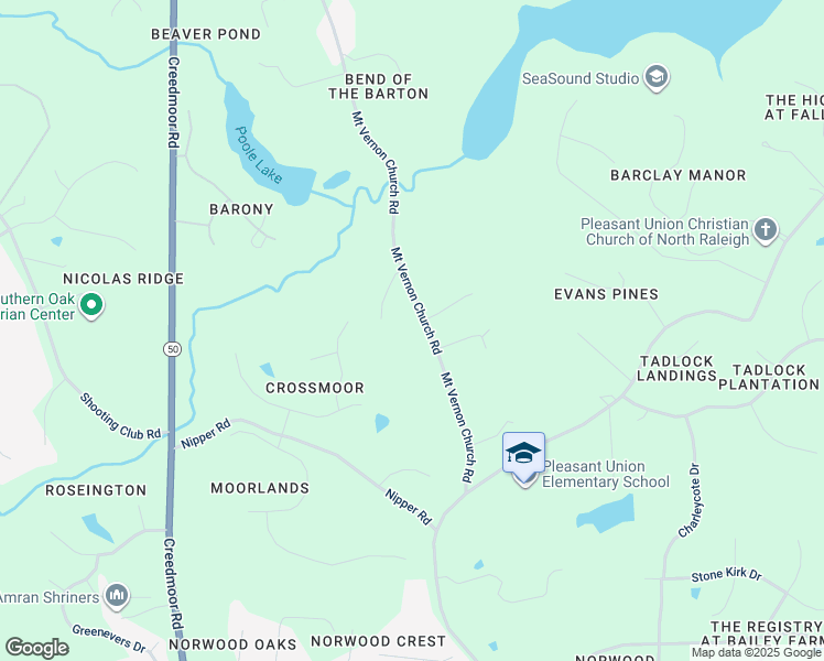 map of restaurants, bars, coffee shops, grocery stores, and more near 2001 Mount Vernon Church Road in Raleigh