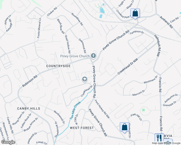 map of restaurants, bars, coffee shops, grocery stores, and more near 2402 Chastity Way in Knoxville