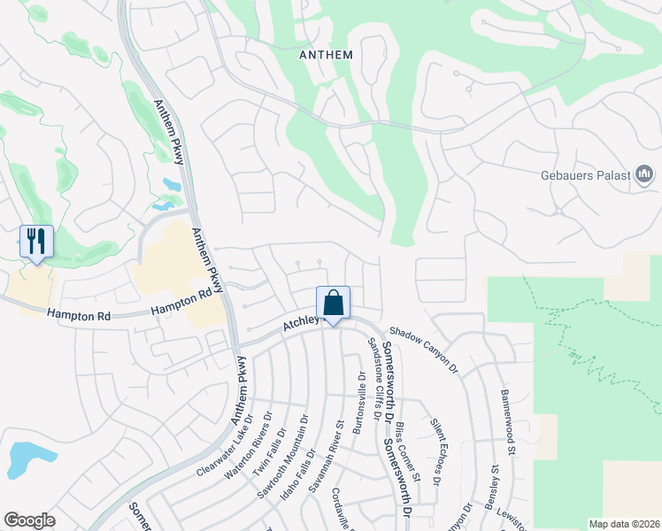 map of restaurants, bars, coffee shops, grocery stores, and more near 2314 Valley Cottage Avenue in Henderson