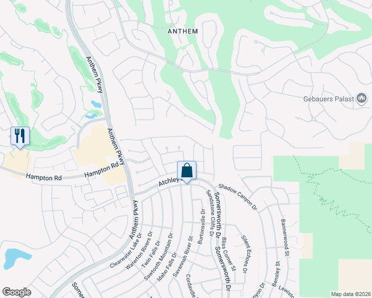 map of restaurants, bars, coffee shops, grocery stores, and more near 2314 Valley Cottage Avenue in Henderson