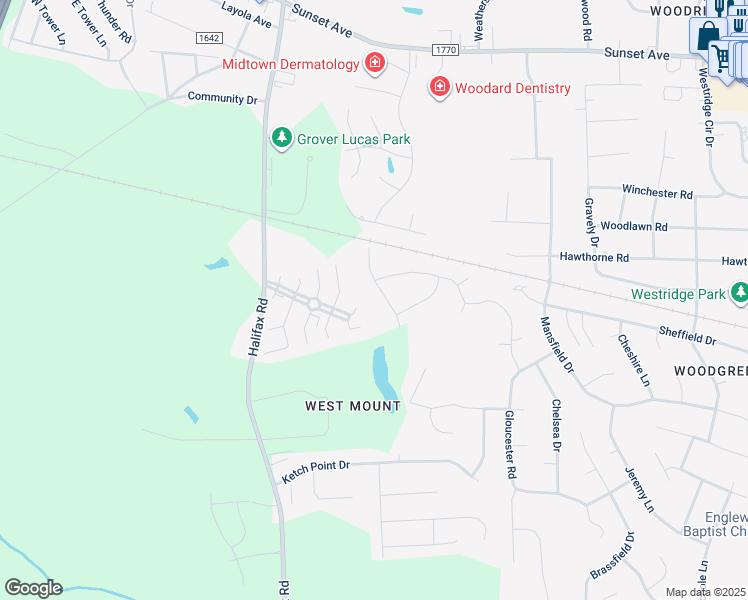 map of restaurants, bars, coffee shops, grocery stores, and more near 704 Mayfair Drive in Rocky Mount