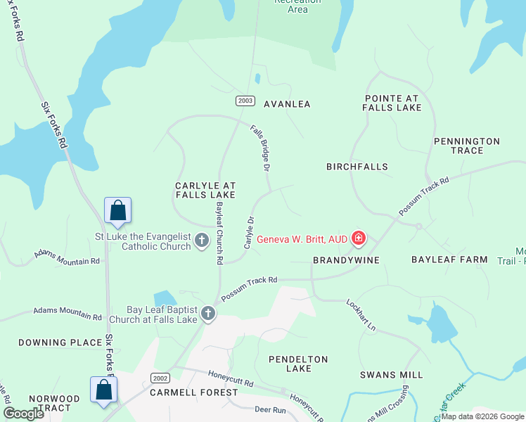 map of restaurants, bars, coffee shops, grocery stores, and more near 6112 Carlyle Drive in Raleigh