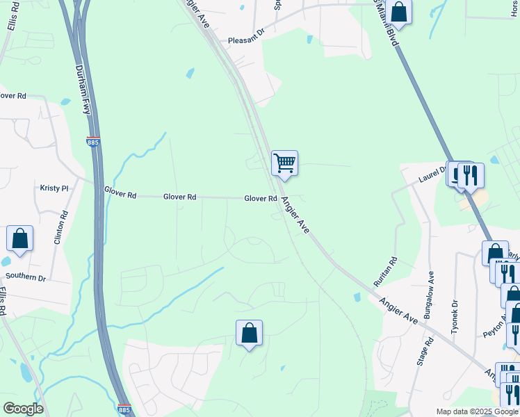 map of restaurants, bars, coffee shops, grocery stores, and more near 3708 Rigsbee Road in Durham
