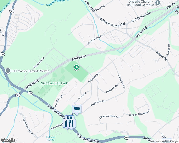 map of restaurants, bars, coffee shops, grocery stores, and more near 1801 Wayside Road in Knoxville