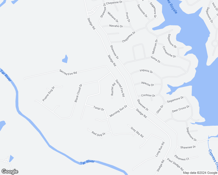 map of restaurants, bars, coffee shops, grocery stores, and more near 114 Rustler Road in Louisburg