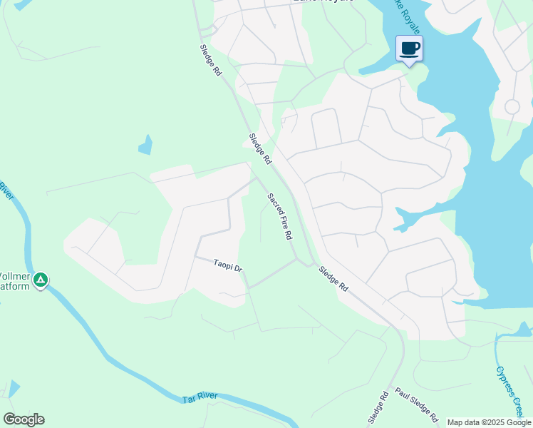 map of restaurants, bars, coffee shops, grocery stores, and more near 109 Rustler Road in Louisburg