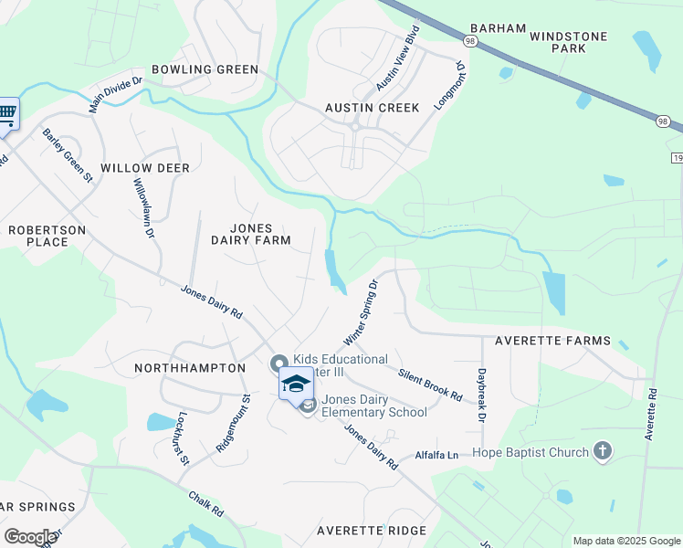 map of restaurants, bars, coffee shops, grocery stores, and more near 2236 Birdhouse Lane in Wake Forest