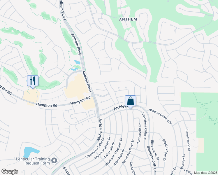 map of restaurants, bars, coffee shops, grocery stores, and more near 2055 Cambridge Springs Drive in Henderson