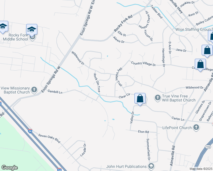 map of restaurants, bars, coffee shops, grocery stores, and more near 102 Haas Court in Smyrna