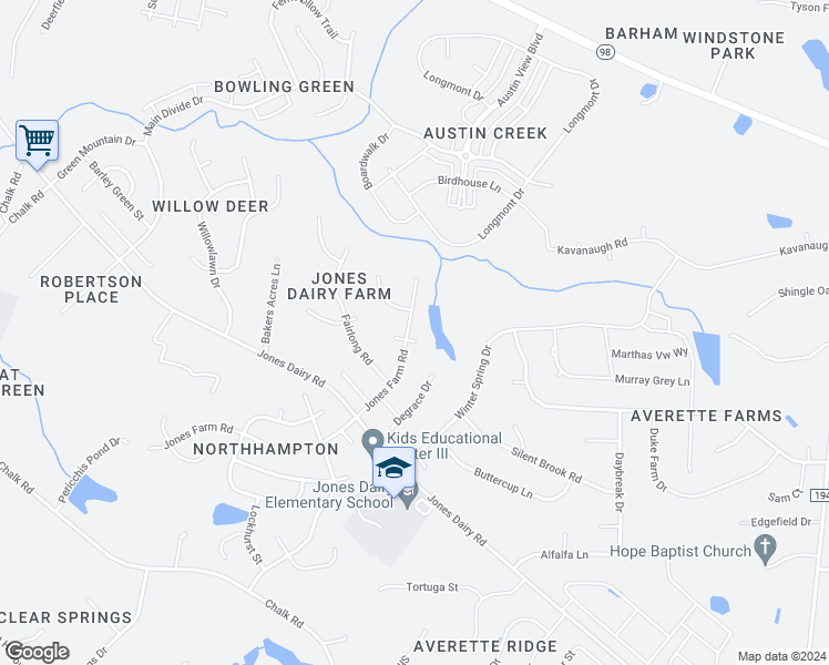 map of restaurants, bars, coffee shops, grocery stores, and more near 4509 Kirkham Court in Wake Forest
