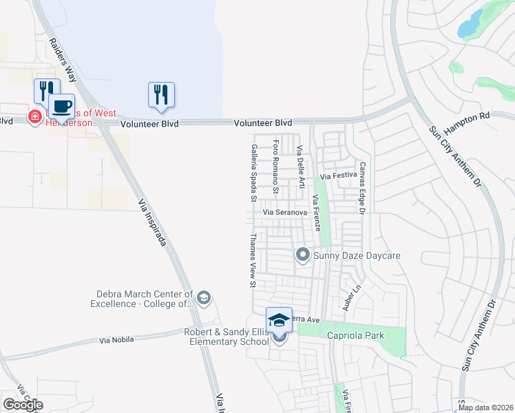 map of restaurants, bars, coffee shops, grocery stores, and more near 2008 Thames View Street in Henderson