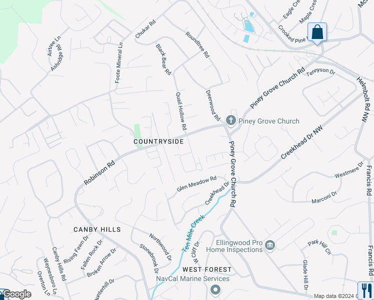 map of restaurants, bars, coffee shops, grocery stores, and more near 2008 Belle Terra Road in Knoxville