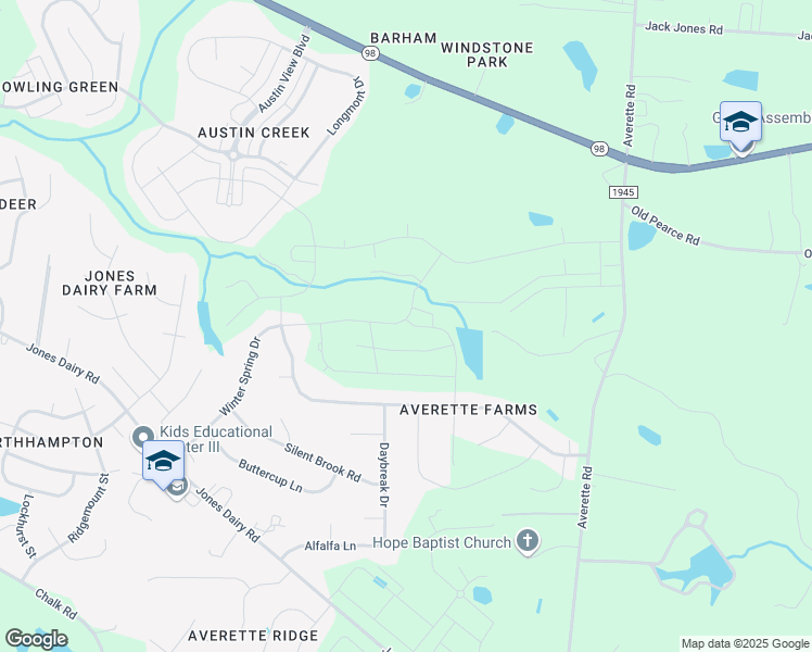 map of restaurants, bars, coffee shops, grocery stores, and more near 1125 Averette Road in Wake Forest