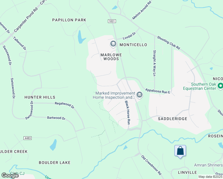 map of restaurants, bars, coffee shops, grocery stores, and more near 11636 Appaloosa Run West in Raleigh