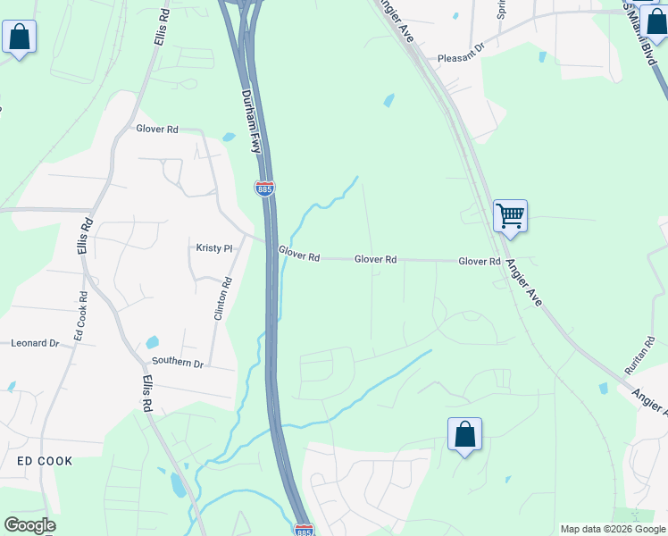 map of restaurants, bars, coffee shops, grocery stores, and more near 2518 Glover Road in Durham