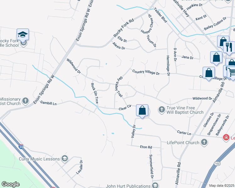 map of restaurants, bars, coffee shops, grocery stores, and more near 921 Sky Valley Trail in Smyrna