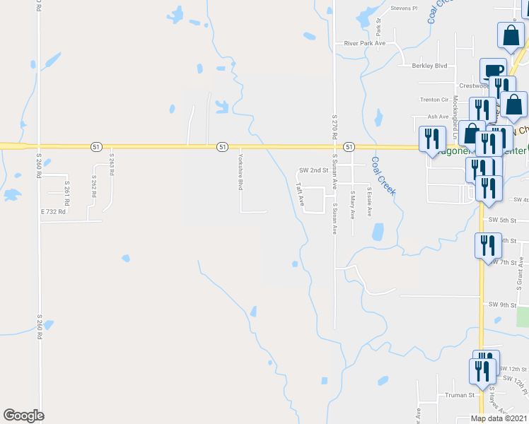 map of restaurants, bars, coffee shops, grocery stores, and more near 2200 West Wellington Street in Wagoner