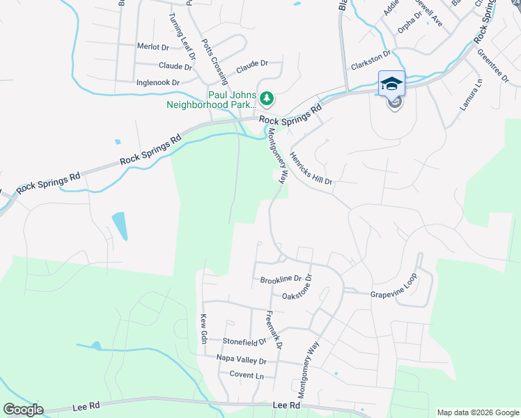 map of restaurants, bars, coffee shops, grocery stores, and more near 3650 Montgomery Way in Smyrna