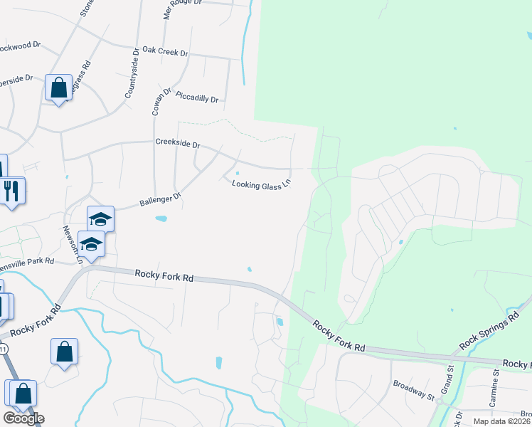 map of restaurants, bars, coffee shops, grocery stores, and more near 1836 Looking Glass Lane in Nolensville