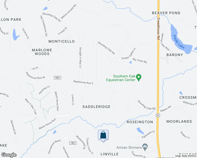 map of restaurants, bars, coffee shops, grocery stores, and more near 11904 Appaloosa Run East in Raleigh