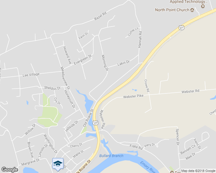 map of restaurants, bars, coffee shops, grocery stores, and more near 1635 Old Roane Street in Harriman