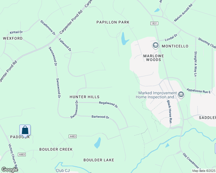 map of restaurants, bars, coffee shops, grocery stores, and more near 4908 Swisswood Drive in Raleigh