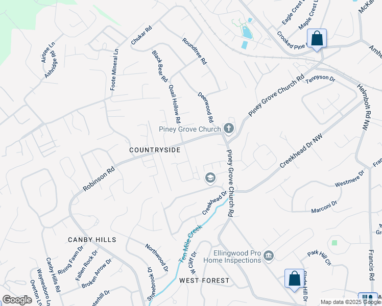 map of restaurants, bars, coffee shops, grocery stores, and more near 2404 Robinson Road in Knoxville