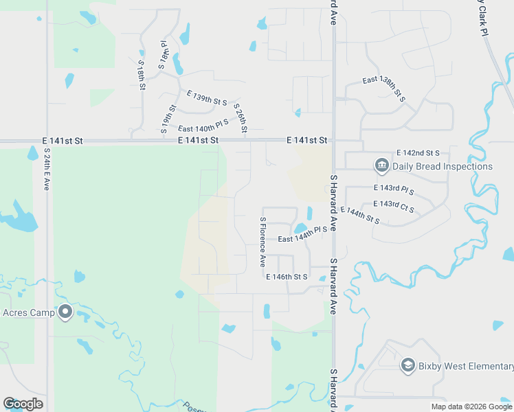 map of restaurants, bars, coffee shops, grocery stores, and more near 3109 East 143rd Street South in Bixby