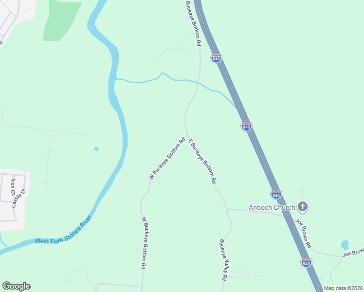 map of restaurants, bars, coffee shops, grocery stores, and more near 7146 West Buckeye Bottom Road in Murfreesboro