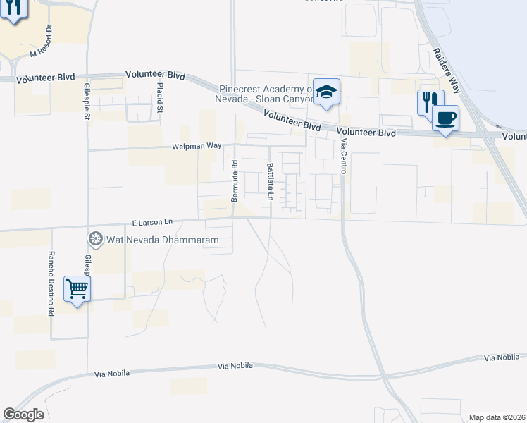 map of restaurants, bars, coffee shops, grocery stores, and more near 490 East Larson Lane in Henderson