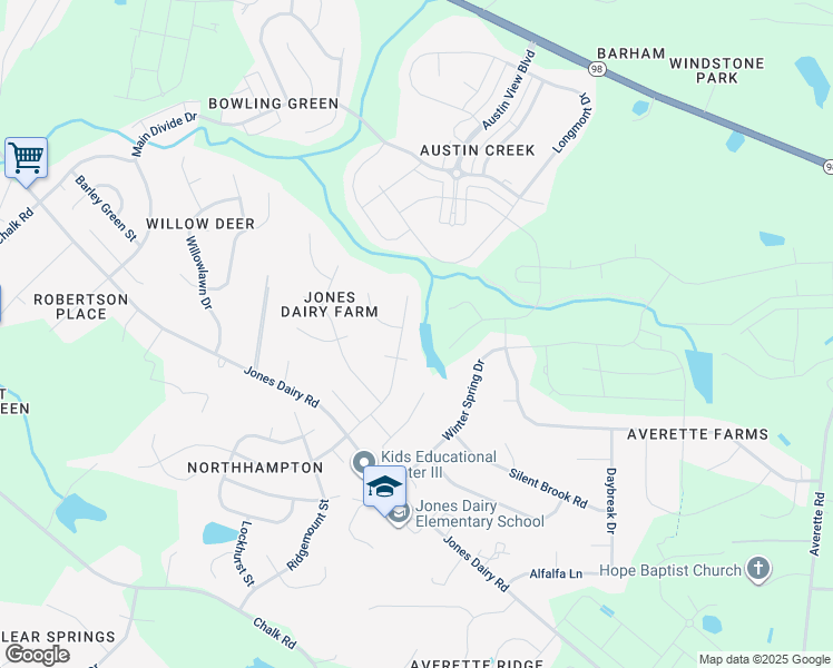 map of restaurants, bars, coffee shops, grocery stores, and more near 6308 Jones Farm Road in Wake Forest