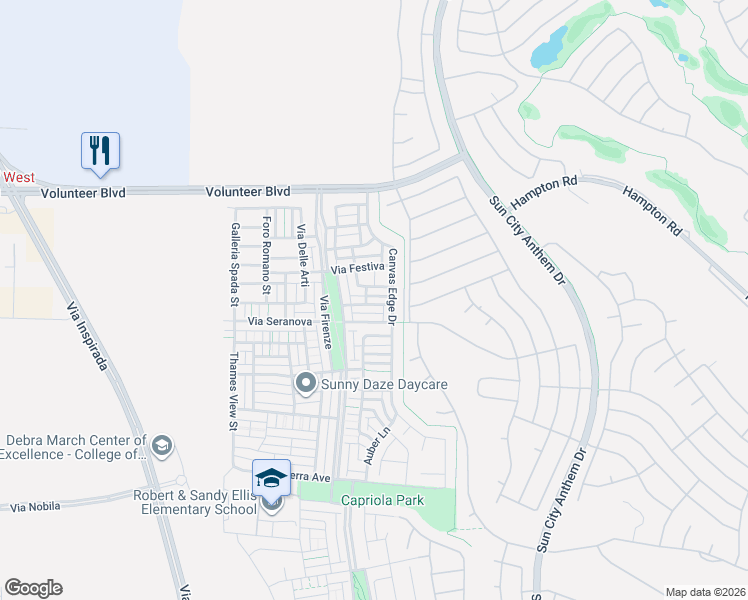 map of restaurants, bars, coffee shops, grocery stores, and more near 3133 Giverny Bridge Avenue in Henderson