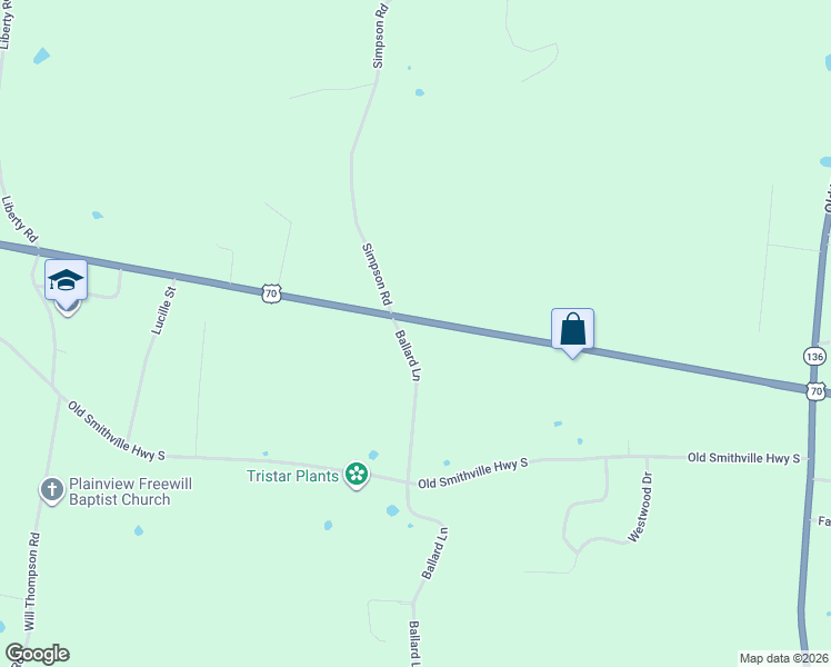 map of restaurants, bars, coffee shops, grocery stores, and more near 106 Simpson Road in Sparta