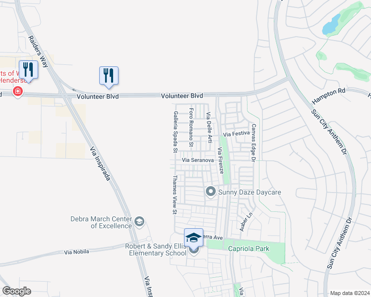 map of restaurants, bars, coffee shops, grocery stores, and more near 3210 Mura Del Prato Avenue in Henderson