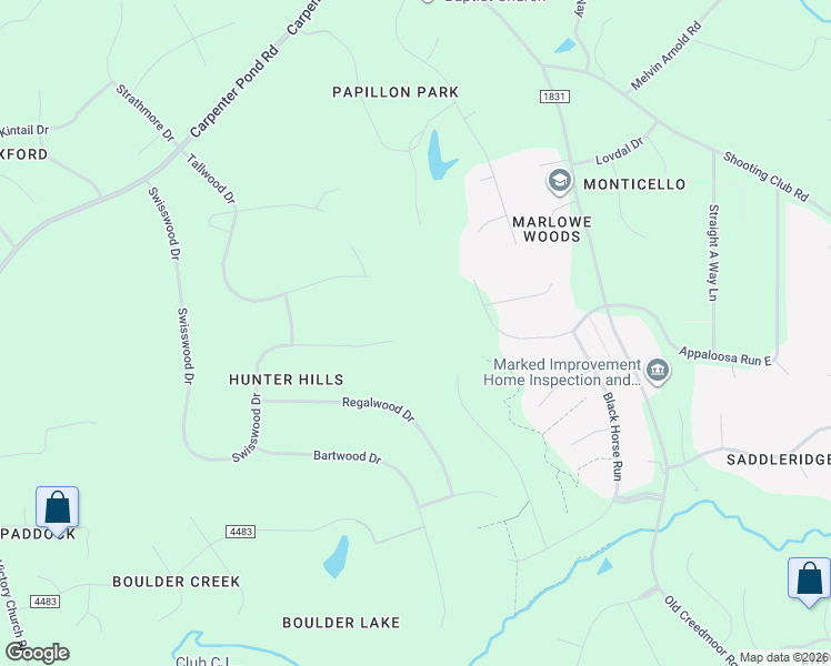 map of restaurants, bars, coffee shops, grocery stores, and more near 4900 Swisswood Drive in Raleigh