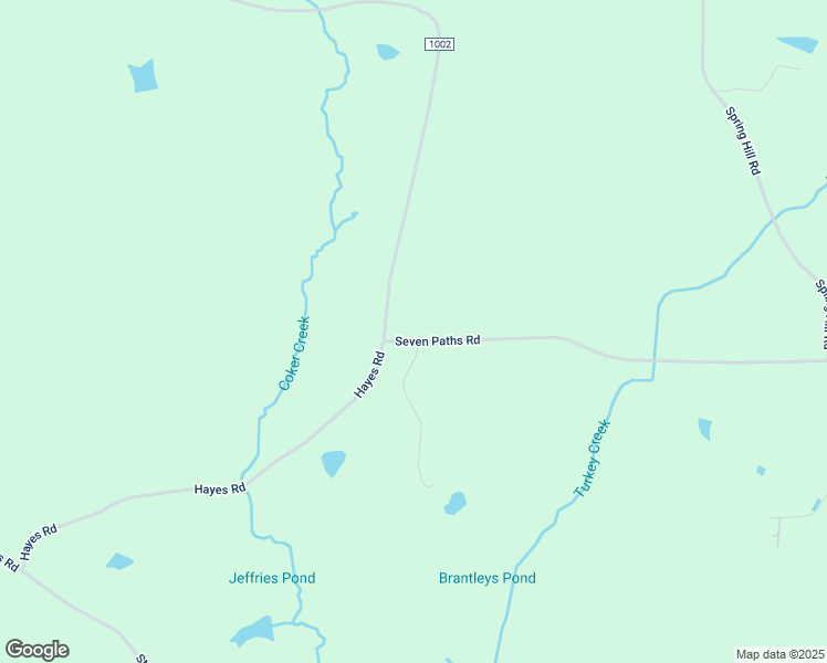 map of restaurants, bars, coffee shops, grocery stores, and more near 9520 Seven Paths Road in Spring Hope
