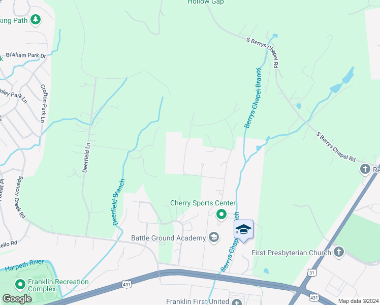 map of restaurants, bars, coffee shops, grocery stores, and more near 140 Alpine Court in Franklin