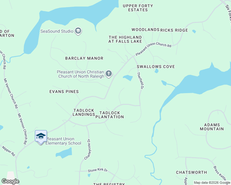 map of restaurants, bars, coffee shops, grocery stores, and more near 6221 Pentridge Court in Raleigh