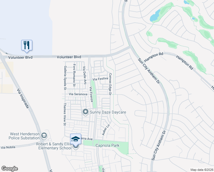 map of restaurants, bars, coffee shops, grocery stores, and more near 3133 Giverny Bridge Avenue in Henderson