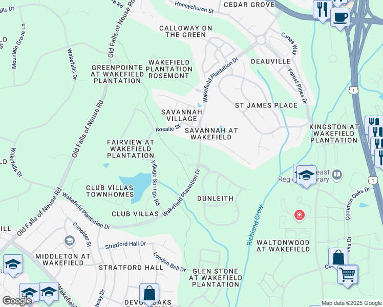 map of restaurants, bars, coffee shops, grocery stores, and more near 2737 Cypress Point Lane in Raleigh