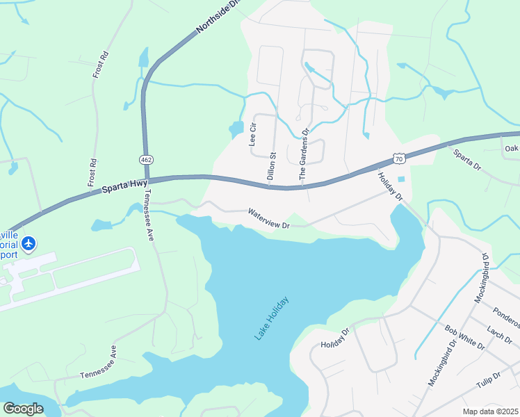 map of restaurants, bars, coffee shops, grocery stores, and more near 502 Waterview Drive in Crossville