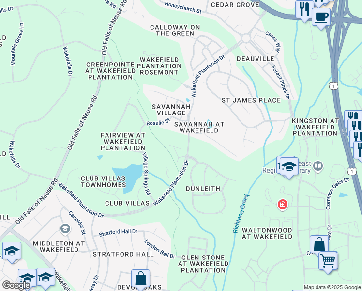map of restaurants, bars, coffee shops, grocery stores, and more near 2737 Cypress Point Lane in Raleigh