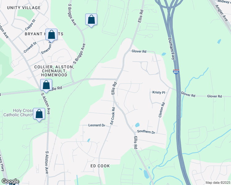 map of restaurants, bars, coffee shops, grocery stores, and more near 1215 Scholar Drive in Durham
