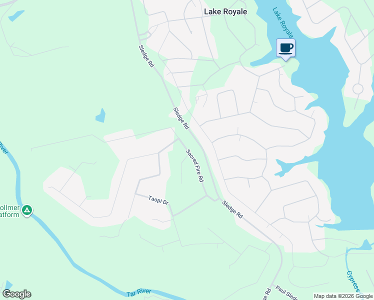 map of restaurants, bars, coffee shops, grocery stores, and more near 136 Sacred Fire Road in Louisburg