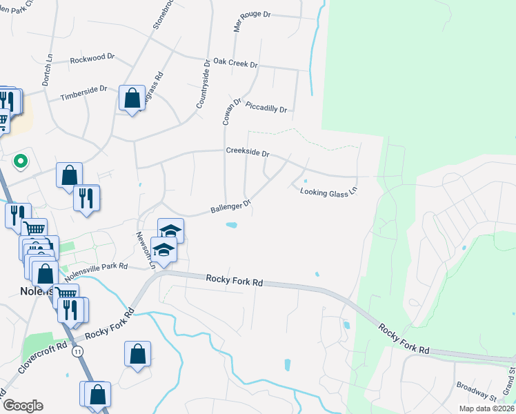map of restaurants, bars, coffee shops, grocery stores, and more near 904 Inglenook Court in Nolensville