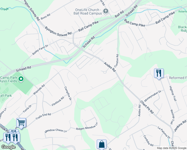 map of restaurants, bars, coffee shops, grocery stores, and more near 8531 Troutman Lane in Knoxville
