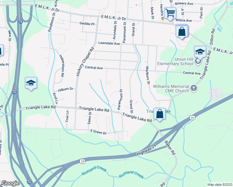 map of restaurants, bars, coffee shops, grocery stores, and more near 2932 Median Court in High Point